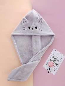 Cască adorabilă pentru prosop de păr cu uscare rapidă - Accesoriu de baie absorbant din poliester moale, potrivit pentru păr lung și creț, fără parfum, culori multiple, utilizare în tot sezonul, eșarfă caldă și ușoară, prosop de păr, înfășurare prosop de păr pentru păr lung negru, accesoriu de păr, accesoriu de baie, design cu pisică de desene animate pentru păr lung și creț, culori multiple, accesoriu de baie | Accesoriu jucăuș de păr - Multicolor - Vizualizare 3