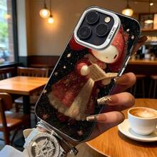 Funda de Teléfono Negra con Patrón de Muñeco de Nieve de Navidad Leyendo un Libro para Modelos de  y  Adecuada para Todas las Estaciones Opción de Regalo Ideal - Plateado - Ver 6
