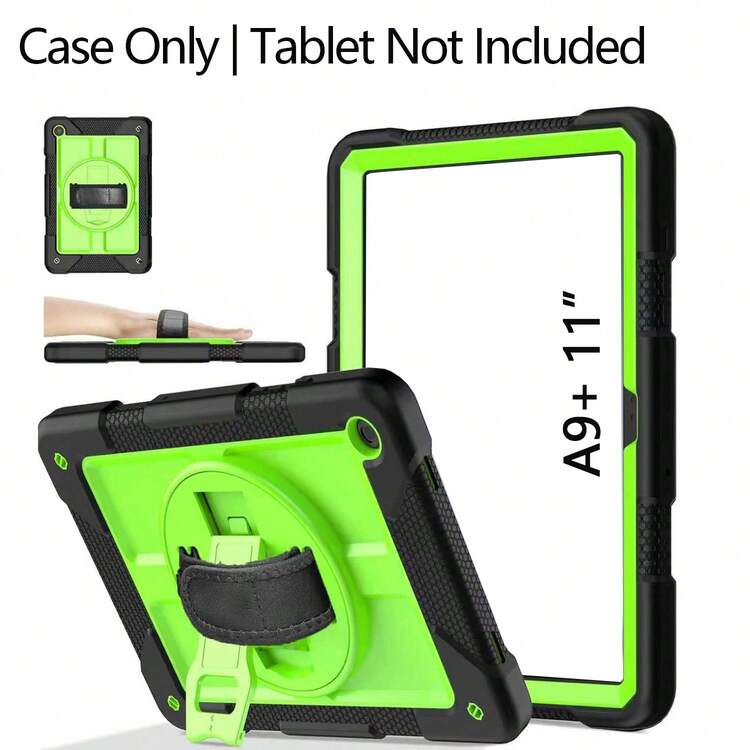 适用于 Tab A9+/A9 Plus X210/X216/X218 11 英寸（2023 款）、A11+ 2025 款的保护壳，全包式防震保护壳，带 360° 旋转支架、手带/肩带、笔槽，黑色 - 黑色 - 查看 8