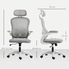 HOMCOM Ergonomic Office Chair With Mesh Backrest, Adjustable Height, Folding Armrests, 5 Wheels, Rocking Function, Gray (On-Site) - 1 - 查看 7
