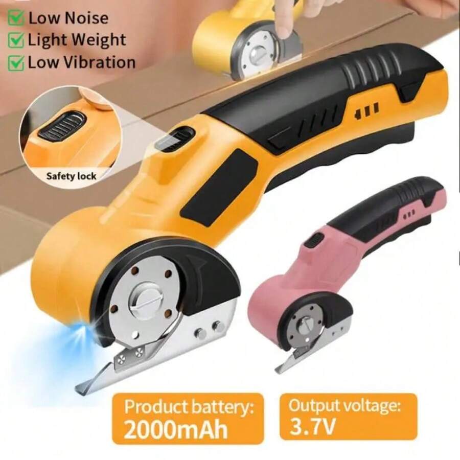 Cordless Electric Scissors Cardboard Cutter USB Rechargeable Electric Fabric Scissors Cutter For Leather Carboard Carpet Cloth - Màu vàng - Xem 1