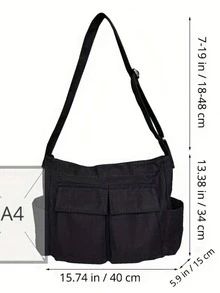 حقيبة كتف قماشية كاجوال، سعة كبيرة، ملابس الشارع، طالب، وقت الفراغ