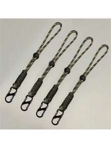 (4 Pieces Per Pack) Woven 24cm Umbrella Rope Keychain Zinc Alloy S-Shaped Mountaineering Buckle - Multicolor - View 3