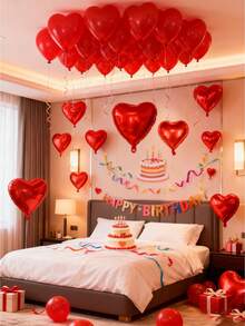10pcs/20pcs 5/10/18 Inch Romantic Red Heart Shaped Foil Balloons, Suitable For Valentine's Day, Wedding, Anniversary, Birthday, Singles Party, Party Decorations And Celebrations - Red - View 4