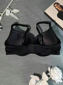 舒适简约露背式文胸，无缝深V性感针织女士内衣，法式优雅无钢圈休闲百搭防下垂文胸 - 黑色 - 查看 8