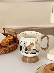 Cat Themed Mug, Cute Girlfriend Theme Couple Mugs, New Cat Ceramic Couple Cups, Gift For Her, Promotional Gift - Multicolor - View 4