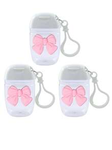 30毫升粉色透明可重复灌装免洗洗手液瓶，带蝴蝶结、钥匙扣和可重复使用的瓶盖，适用于液体和乳液，旅行必备，宿舍必备，送给女性、母亲、教师、朋友、学生的礼物，适合返校季、教师节、情人节、母亲节等场合。 - 彩色 - 查看 10