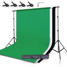 Heavy Duty Photography Studio Backdrop Stand Screen Background Support Kit+Case, 2x2M/2x3M - Black - View 1