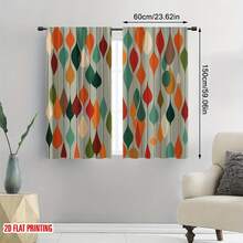 2pcs Mid-Century Modern Curtains - Blackout Window Drapes With Green, Orange, Red, Brown, Beige, White, Black - Light Blocking Privacy Window Treatments For Living Room, Bedroom, Office, Kitchen - Machine Washable Polyester Window Curtains - Easy Installation With Rod Pocket Hanging, Room Divider, Contemporary Design, Durable Fabric, Home Decorators, 2D Flat, Mid Century Modern Curtain, Bedroom Patterned Curtain With Abstract, Retro Blackout Curtain, Fabric Curtain, Curtain Orange - 彩色 - 查看 2