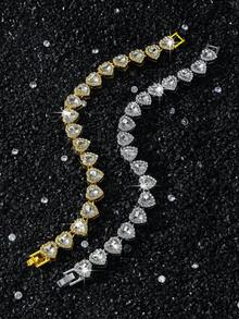 1 Set Men's Heart Patchwork Chain Necklace And Bracelet Set