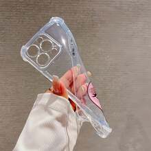 Funda para teléfono con diseño de personaje de dibujos animados en color rosa chicle, compatible con teléfonos ,  17,  16 Pro Max,  15 Pro Max,  13 y  12. Fabricada en TPU, ofrece protección contra golpes y caídas. Un regalo perfecto para amigos, familiares, cumpleaños y ocasiones especiales. - transparente - Ver 6