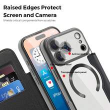 1PC Luxury Business PU Leather Wallet Phone Case Compatible With IPhone Air 17 17Pro 17Promax Compatible With Samsung Galaxy S25Ultra S24Ultra S23Ultra S22Ultra A56 A07 A17 - Magnetic Wireless Charging Compatible, Lens Protector, Lanyard, Card Slots, Full Body Plated Clear Shockproof Flip Cover - Black - View 4