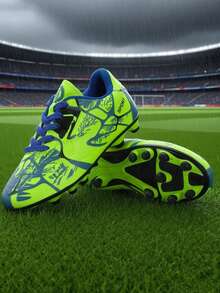 Camouflage Pattern Asymmetrical Color Asymmetrical Tongue Design Breathable Comfortable Outdoor Football/Soccer Shoes, Hiking Shoes, Cleats For Teenagers, Students, Campus Sports