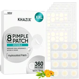 360 piezas + 12 piezas Parches hidrocolloides redondos para el acné, parches faciales para el acné, pegatinas decorativas navideñas para cubrir imperfecciones y marcas de acné invisibles