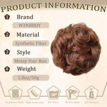 Messy Bun Hair Piece Hair Bun Wavy Curly Scrunchies Chignon Ponytail Hair Extensions Fake Hair Bun Extensions Synthetic Tousled Updo Hairpieces For Women(Strawberry Blonde),StrawberryBlonde - 草莓金髮女郎 - 查看 3