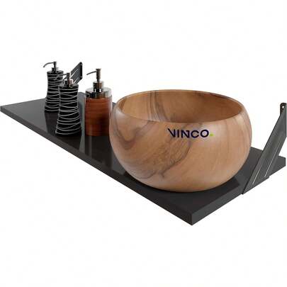 VINCO Repisa Flotante 30x80 cm con Mensula Soporte Lateral Minimalista Moderna Color Negro Mate Multiusos Hogar Oficina Carga 55 kg