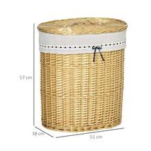 HOMCOM Wicker Laundry Basket With Lid 100L 51x38x57cm Natural Laundry Box For Bedroom And Bathroom - 1 - 查看 8