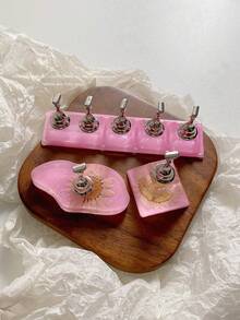 亚克力极光彩虹色矩形钻石形状美甲展示架，树脂水晶珠水钻复古韩国花朵激光 DIY 家居和户外女士母亲姐妹妻子女友婚礼美甲沙龙美容情人节使用