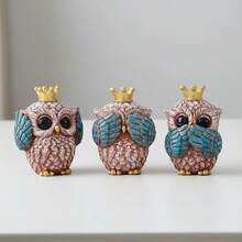 3 Mini Adornos Creativos de Búhos, Adorables Estatuas de Resina de Animales para Decoración de Mesas, Salas de Fiestas y Hogar