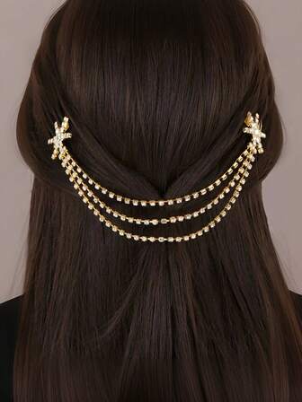 1入組女士水鑽星星裝飾魅力四射梳子適用於頭髮裝飾用品