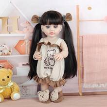 55厘米可爱长发DIY发型仿真娃娃，全乙烯基材质，可水洗，可换装游戏，适合重生娃娃，是过家家游戏的完美生日礼物。 - 卡其色 - 查看 3