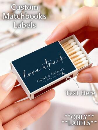 Custom Matchbook Labels Personalized Stickers For Wedding Party & Event Favors Custom Wedding Decoration Customizable Designs For Brides, Grooms & Event Planners Bulk Order Options For Birthday Celebrations, Corporate Gifts & Anniversary Souvenirs - High-Quality Printed Matchbook Labels For Memorable Guest Giveaways & Decorative Touches