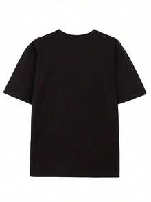 220g 100% Algodón Camiseta de Manga Corta con Estampado Gráfico Retro Hip-Hop para Hombre - Alta Calidad, Cómoda, Suave, Transpirable y Versátil Top de Verano - Negro - Ver 4