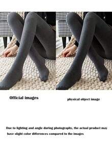 1pc Vertical Striped Tights, Women's Thick High Waist Warm Tights For Autumn/Winter, Cozy