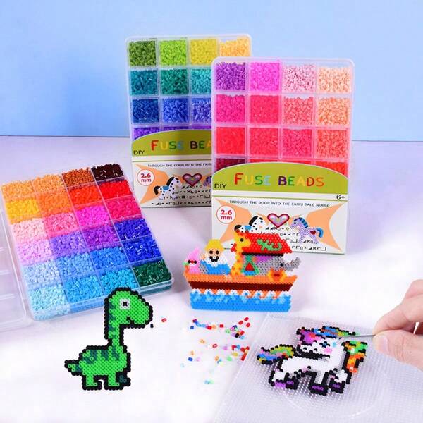 2.6mm Fused Bead Supplementary Package Mini Bead Kit Handmade Crafts And Artworks Children's Room Decoration Beads 9000 Supplementary Package 1 Box Of 24-Color Beads, Suitable For DIY Toy Jigsaw Puzzle Art Beads For Teenagers To Make Christmas Birthday Gifts.