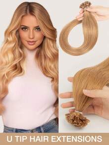 14-22英寸U型直发Remy真人发接发，自然黑色，沙龙级蛋白隐形假发，完美融合，适合圣诞节