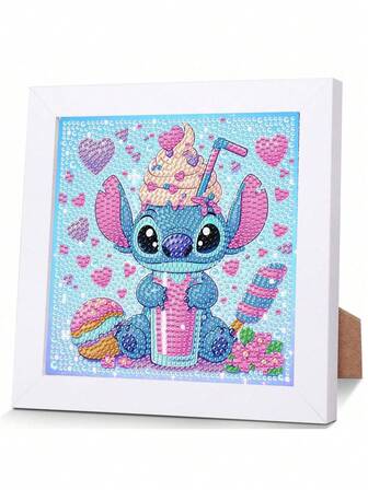 Kit de pintura de diamantes bordada de Disney de 7.1in*7.1in con herramientas, manualidad DIY relajante, decoración artística, adecuado como regalo del Día de San Valentín, regalo de Acción de Gracias (contiene lienzo, diamantes, juego de herramientas y marco de foto de plástico blanco)