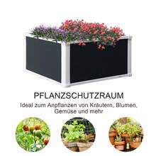 Outsunny Raised Planter, 60x60x30cm Plant Box With Drainage Function, Made Of Plastic For Vegetables And Herbs, Grey - 1 - View 2