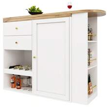 360° Rotating Standing Desk (105 X 39 X 102 Frame) With 4 Drawers And Open Shelves, Suitable For Dining Room/Office/Living Room, White - White + MDF - View 11