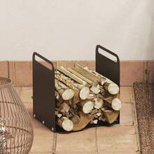 Outsunny Log Holder 36.5 X 30 X 36 Log Holder With Handles, Outdoor/Indoor Log Holder, Up To 30 Kg, Steel, Black - 1 - 查看 7