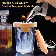 Kit para Ahumar Cócteles, Ahumador de Cocteles, Set de Whisky Ahumado con 4 Virutas de Madera Saborizadas y Cubitos de Hielo Reutilizables para Cócteles Old Fashioned, Bebidas - Regalos Bourbon - 1 - Ver 5