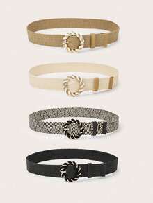 Fashionable Versatile Woven Belt, Vintage Dress/Coat Waist Cincher , Round Buckle Decor - 100 - View 4