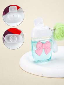 30毫升粉色透明可重复灌装免洗洗手液瓶，带蝴蝶结、钥匙扣和可重复使用的瓶盖，适用于液体和乳液，旅行必备，宿舍必备，送给女性、母亲、教师、朋友、学生的礼物，适合返校季、教师节、情人节、母亲节等场合。 - 彩色 - 查看 4