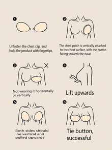 1pairs Bra Reusable Strapless Front Clasp Nipple Patches Women Backless Strapless Bra Seamless Self-Adhesive Silicone Nipple Cover Boob Pads Sticker Wedding Dress Lingerie - Apricot - View 8