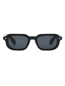 1 par de gafas de hombre de montura cuadrada negra de PC, de unicolor minimalista, de estilo callejero vintage y personalizadas - Negro - Ver 3