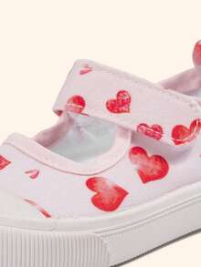 1 Pair Baby Girls' Heart-Shaped Fashion Cute Breathable Casual Flat Slip-On Shoes, Suitable For Spring Wear - Pink - View 5