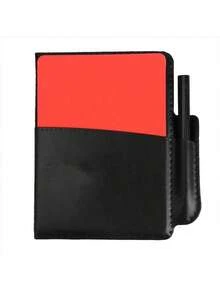 1pc Red & Yellow Football Referee Cards With Leather Case, Referee Supplies - Black - View 2