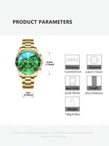 1pc Men's High-End Steel Band Luminous Business Casual Multi-Function Quartz Wrist Watch - WATCH - View 7