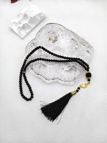 1串/6串伊斯兰祈祷念珠，99颗玻璃仿珍珠线珠，用于穆斯林礼拜和阿拉伯赞美手链 - 彩色 - 查看 14