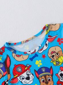 Paw Patrol 两件套汪汪队立大功男童睡衣套装，可爱卡通印花灰色圆领长袖T恤和长裤，秋冬季男童日常休闲睡衣套装，节日礼物 - 藍色 - 查看 3