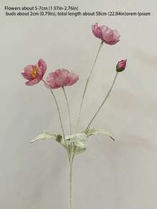 1件人造花家居装饰丝绸花毛绒杆人造花摆件花束派对装饰婚礼装饰餐厅餐桌人造花装饰人造花枝含铁丝可折叠 - 彩色 - 查看 12