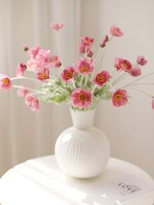 1件人造花家居装饰丝绸花毛绒杆人造花摆件花束派对装饰婚礼装饰餐厅餐桌人造花装饰人造花枝含铁丝可折叠 - 彩色 - 查看 9