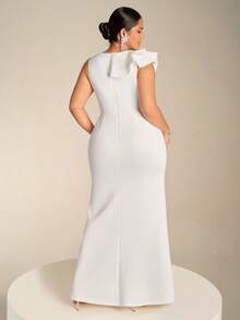 Fuaheng 不对称荷叶边无袖收腰开衩下摆晚礼服 - 白色 - 查看 2