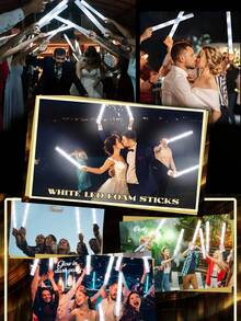 36 件 LED 白色泡沫棒白光闪光欢呼棒婚礼棒婚礼新娘礼物派对单夜灯狂欢派对发光氛围用品夏季生日礼物海滩返校学校用品房间装饰