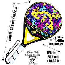 ABELHA New Carbon Fiber Paddle Racket, Team Sport Short-Handle Squash Paddle, Outdoor Sport Padel Tennis Racket, Paddle Tennis Equipment With Storage Backpack - Yellow - 1pc - View 4