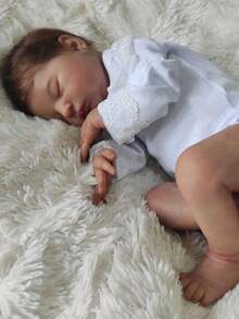 50 CM Girl Realistic Soft Vinyl Reborn Sleeping Doll With 3D-Painting Skin And Vascular Vein, 20 Inch Newborn Baby Cute Kids Bedtime Toy Handmade Birthday Gift (Some Parts Random, Including Pacifier, Bottle, Hair Accessories And Clothes Set) - trắng - Xem 4